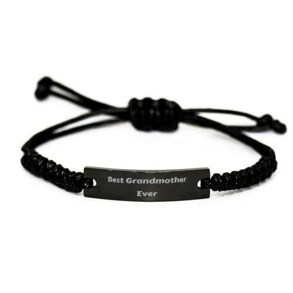 amangny Best Grandmother Ever Black Rope Bracelet, Grandmother Engraved Bracelet, Funny for Grandmother