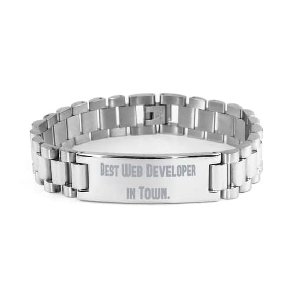 amangny Best Web Developer in Town. Ladder Bracelet, Web Developer Present from Colleagues, Best Engraved Bracelet for Coworkers, Best Friends, Friendship, Sisterhood, BFFs, Gal pals