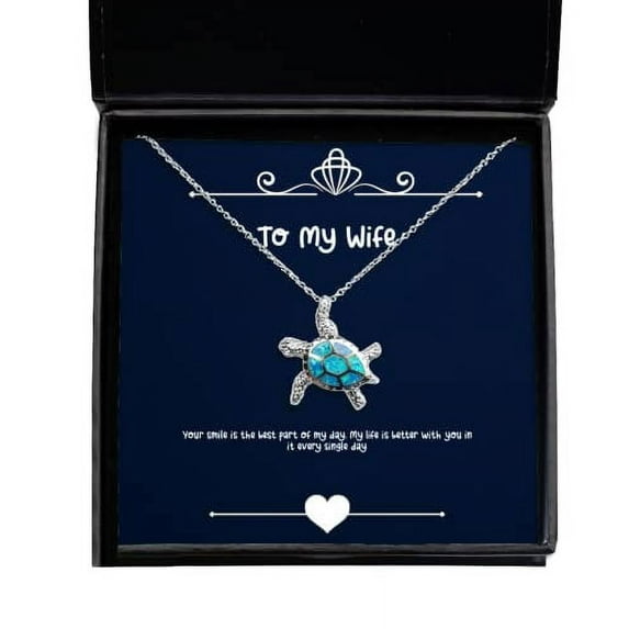 amangny Best Wife, Your Smile is The Best Part of My Day. My Life is Better with You in, Inspire Opal Turtle Necklace for Wife from Husband