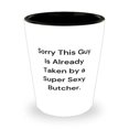thumbnail image 1 of amangny Brilliant Butcher Gifts, Sorry This Guy Is Already Taken by a, Inspire Shot Glass For Coworkers, Ceramic Cup From Coworkers, Office, Party, Birthday, Drinking, Alcohol, 1 of 1