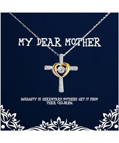 amangny Brilliant Mother Gifts, Insanity Is Hereditary; Mothers, Mother Cross Dancing Necklace From Son Daughter, Jewelry For Mom, Mothers day, Gifts for mom, Gift ideas for mom, Best gifts for mom