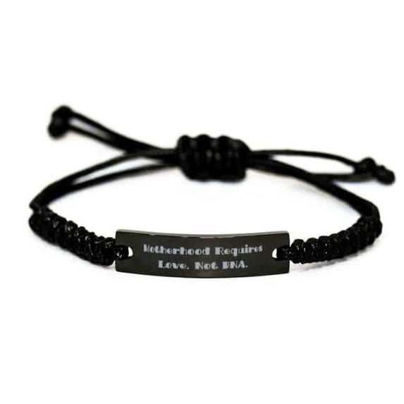 amangny Brilliant Mother-in-Law Gifts, Motherhood Requires Love, Not DNA, Mother-in-Law Black Rope Bracelet from Daughter