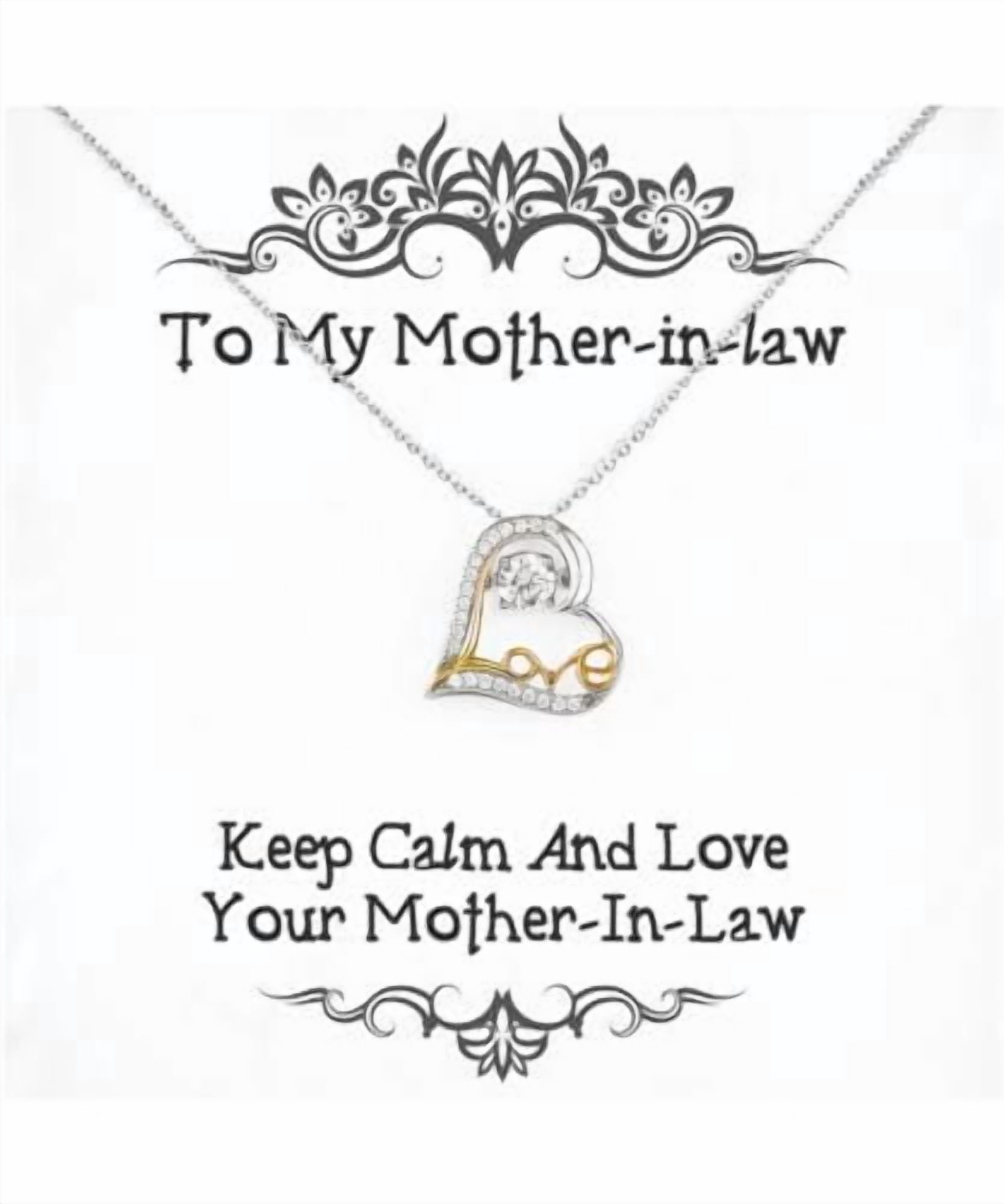 amangny Brilliant Mother-in-law Gifts, Keep Calm And Love Your Mother, Mother-in-law Love Dancing Necklace From Daughter, Jewelry For Mom, Mother in law birthday present, Gift ideas for mother in law