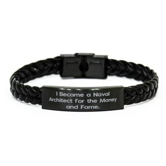 amangny Brilliant Naval Architect Braided Leather Bracelet, I, for Colleagues, Present from Colleagues, Engraved Bracelet for Naval Architect