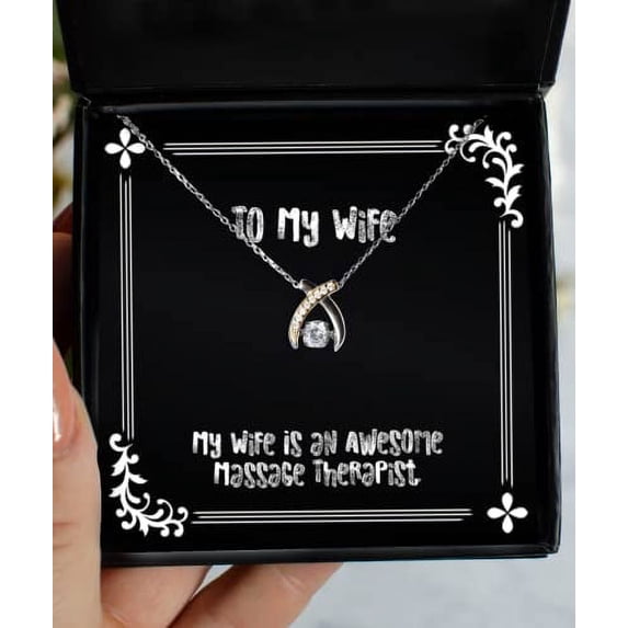 amangny Brilliant Wife Gifts, My Wife is an Awesome Massage Therapist, Unique Valentine's Day Wishbone Dancing Necklace from