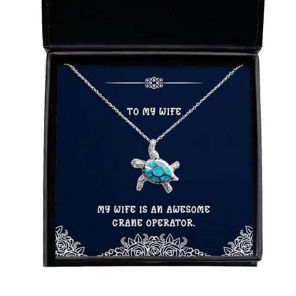 amangny Brilliant Wife, My Wife is an Awesome Crane Operator, Christmas Opal Turtle Necklace for Wife