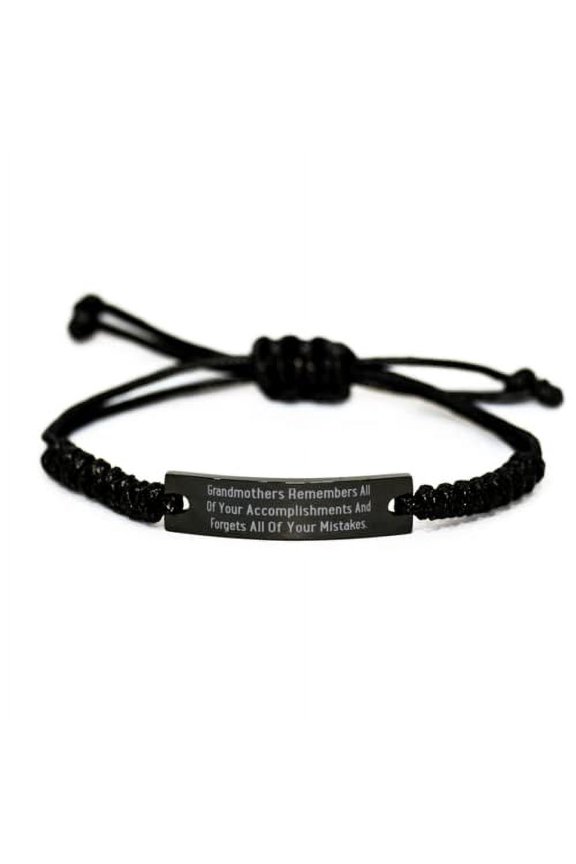 Cheap Grandmother, Grandmothers Remembers All of Your Accomplishments and, Reusable Mother's Day Black Rope Bracelet from Grandmom