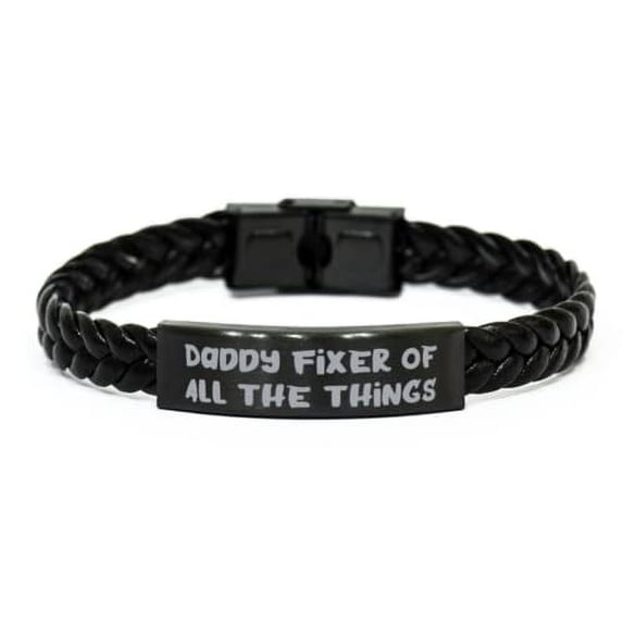 amangny Cool Daddy Braided Leather Bracelet, Daddy Fixer of All The Things, for Dad, Present from Son Daughter, for Daddy