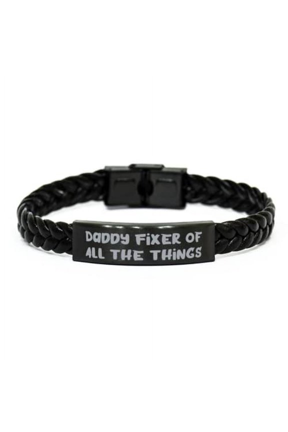 Cool Daddy Braided Leather Bracelet, Daddy Fixer of All The Things, for Dad, Present from Son Daughter, for Daddy