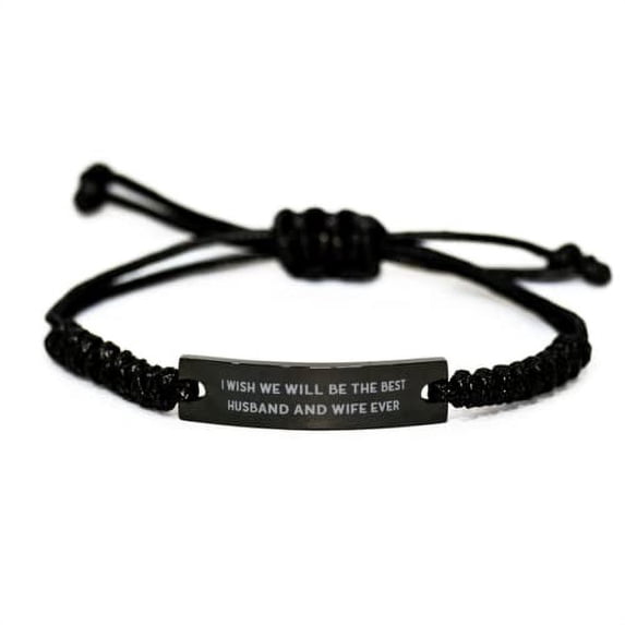 amangny Cool Husband Gifts, I Wish we Will be The Best Husband and Wife Ever, Nice Valentine's Day Black Rope Bracelet Gifts for Husband