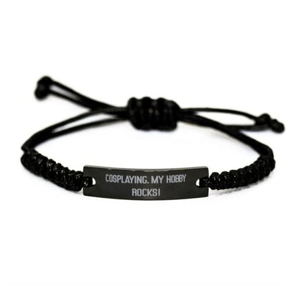 amangny Cosplaying. My Hobby Rocks! Cosplaying Black Rope Bracelet, Sarcastic Cosplaying, Engraved Bracelet for Men Women