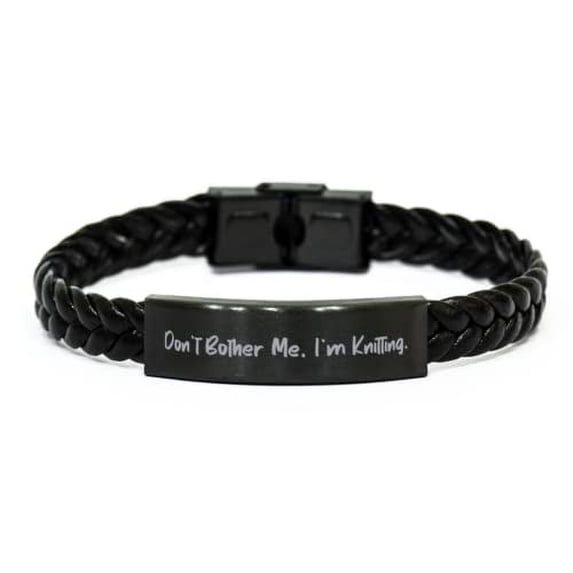 amangny Cute Knitting, Don't Bother Me, I'm Knitting, Holiday Braided Leather Bracelet for Knitting