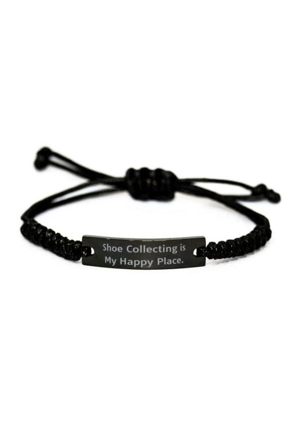 Cute Shoe Collecting Black Rope Bracelet, Shoe Collecting is My Happy Place, Present for Men Women, Brilliant from