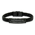thumbnail image 1 of amangny Don't Bother Me, I'm Metal Detecting. Braided Leather Bracelet, Metal Detecting Engraved Bracelet, Useful Gifts for Metal Detecting, 1 of 1