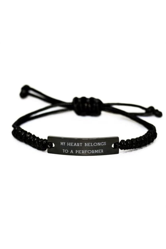 Epic Performer Gifts, My Heart Belongs to a Performer, Cool Black Rope Bracelet for Friends from Friends