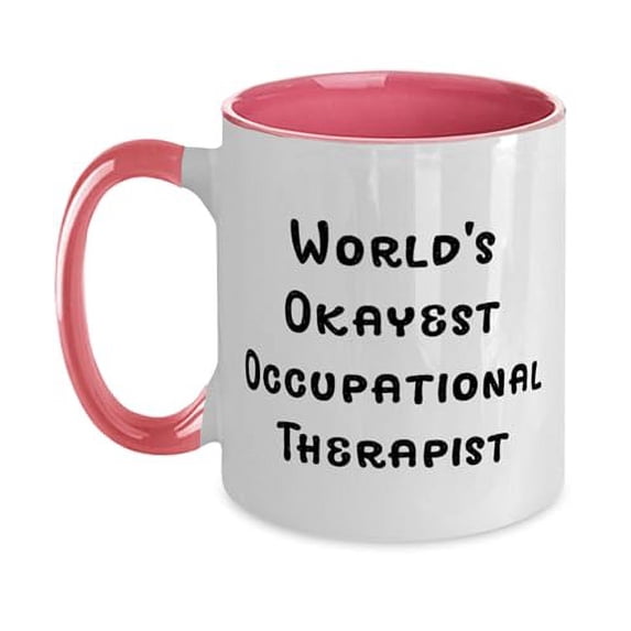 amangny Fancy Occupational therapist Two Tone 11oz Mug, World's Okayest Occupational, Present For Coworkers, Fun Gifts From Colleagues, Gift ideas, Presents