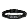 thumbnail image 1 of amangny Fancy Sphynx Cat Braided Leather Bracelet, Best Sphynx Cat Mom, for Cat Mom, Present from Friends, Engraved Bracelet for Sphynx Cat, 1 of 1