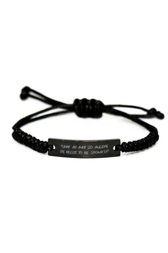 Flaunt: an Aunt So Awesome She Needs to Be Shown Off Aunt Black Rope Bracelet, Beautiful Aunt, Engraved Bracelet for