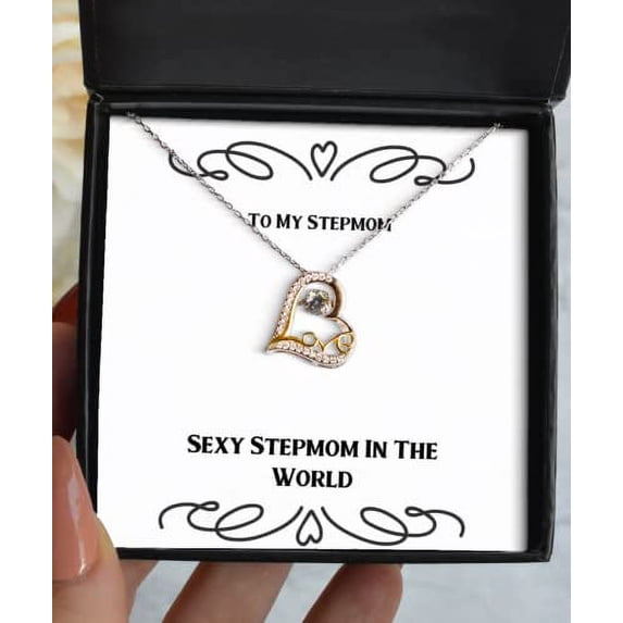 amangny Fun Stepmom Gifts, Sexy Stepmom in The World, Best Love Dancing Necklace for Mom from Son Daughter