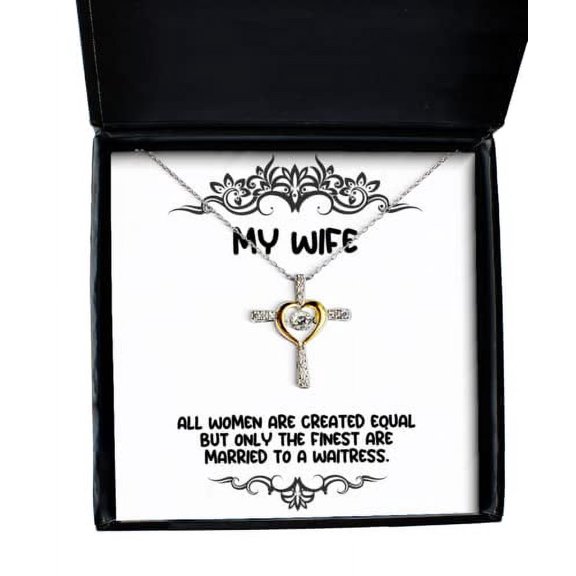 amangny Fun Wife Gifts, All Women are Created Equal but Only The Finest are Married, Love Cross Dancing Necklace for Wife from Husband, Hanukkah Gifts, Kwanzaa Gifts, New