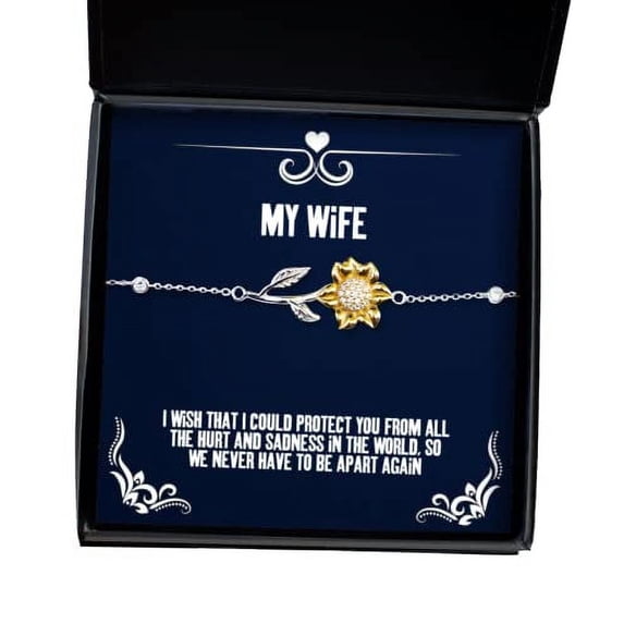 amangny Fun Wife, I Wish That I Could Protect You from All The Hurt and Sadness in The World, Cool Holiday Sunflower Bracelet for Wife