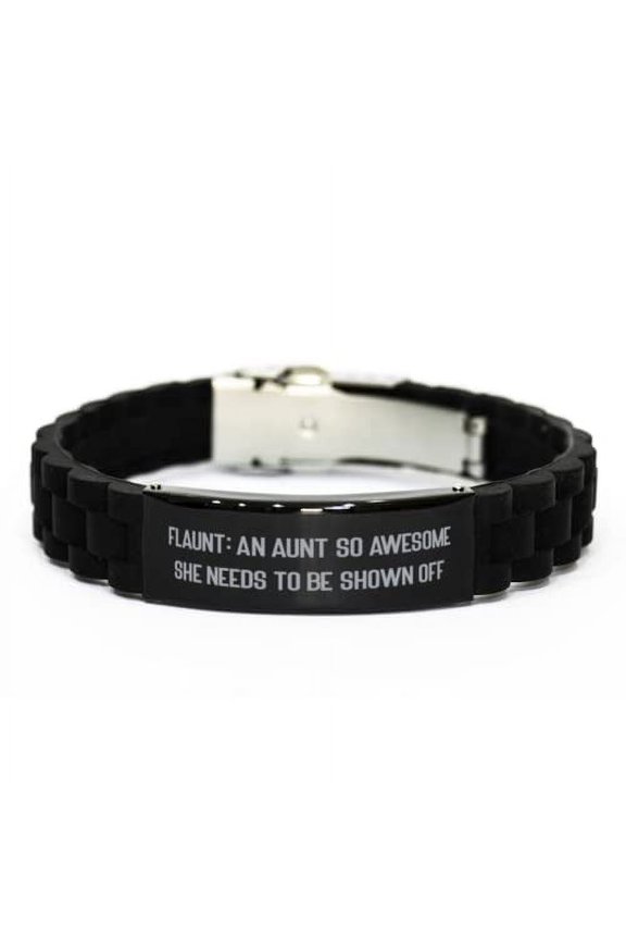 Funny Aunt, Flaunt: an Aunt So Awesome She Needs to Be Shown Off, Funny Black Glidelock Clasp Bracelet for from Niece