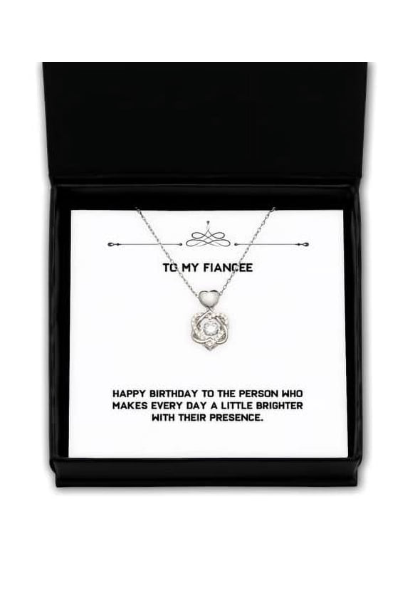 Funny Fiancee Gifts, Happy Birthday to The Person who Makes Every Day a Little, Fiancee Heart Knot Silver Necklace from, Engagement Gifts, Wedding Gifts, Girlfriend Gifts,