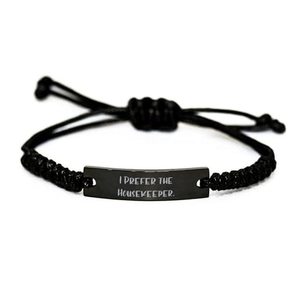 amangny Funny Housekeeper Gifts, I Prefer The Housekeeper, Sarcastic Holiday Black Rope Bracelet from Coworkers