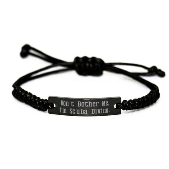amangny Funny Scuba Diving Gifts, Don't Bother Me, I'm Scuba Diving, New Black Rope Bracelet for Men Women from