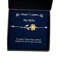 thumbnail image 1 of amangny Funny Wife Gifts, I'm Glad I Found The Perfect Match for me in You, My Wife, Gag Holiday Sunflower Bracelet Gifts for Wife, Gift Ideas, Unique Gift Ideas, Best Gift Ideas, Ideas,, 1 of 5