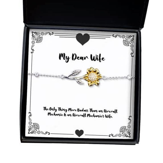 amangny Funny Wife Sunflower Bracelet, The Only Thing More Badass Than an Aircraft Mechanic is an Aircraft, Funny for Wife, Holiday