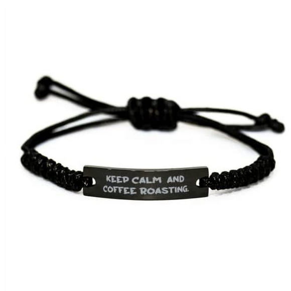 amangny Gag Coffee Roasting Black Rope Bracelet, Keep Calm and Coffee Roasting, Inappropriate Gifts for Friends, Black Coffee, Coffee Beans, Dark Roast, Roasted Coffee Beans, Whole Bean