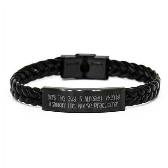 amangny Gag Nurse Practitioner, Sorry This Guy is Already Taken by a Smokin', Sarcasm Braided Leather Bracelet for Coworkers from Team Leader