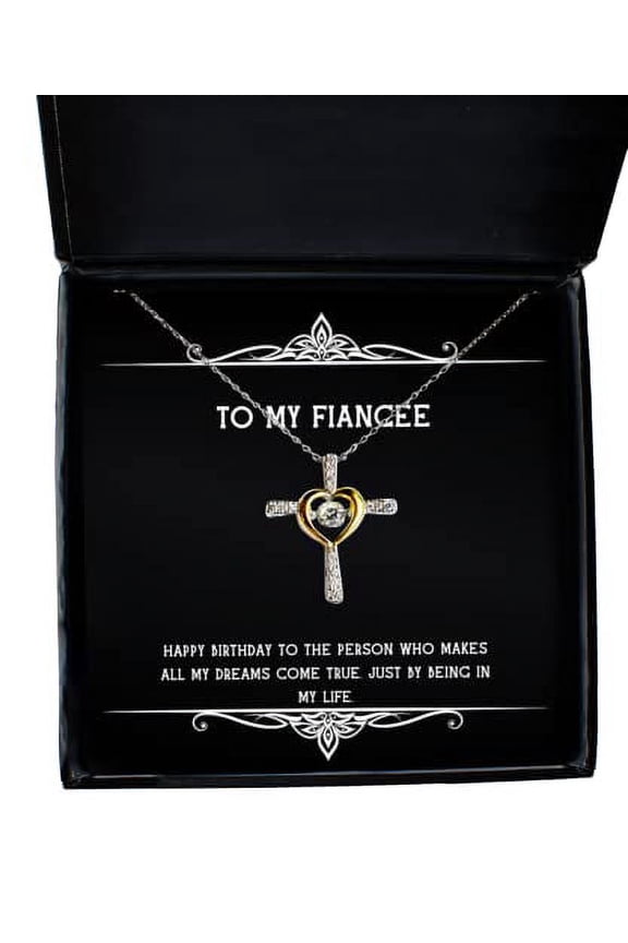 Happy Birthday to The Person who Makes All My Dreams. Cross Dancing Necklace, Fiancee Jewelry, Unique Idea Gifts for Fiancee, Hanukkah Gifts, Kwanzaa Gifts, Birthday Gifts, Wedding