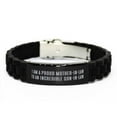 thumbnail image 1 of amangny I Am A Proud Mother-in-Law to an. Mother-in-Law Black Glidelock Clasp Bracelet, Gag Mother-in-Law, Engraved Bracelet for Mom, 1 of 1