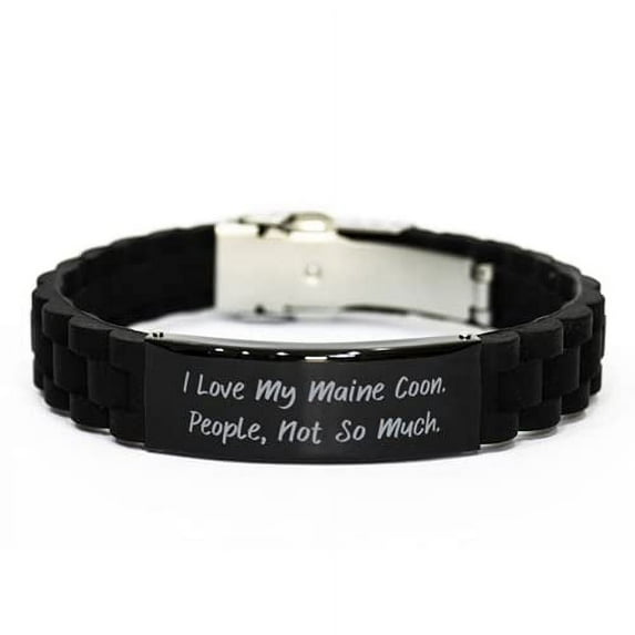 amangny I Love My Maine Coon. Black Glidelock Clasp Bracelet, Maine Coon Cat Pre