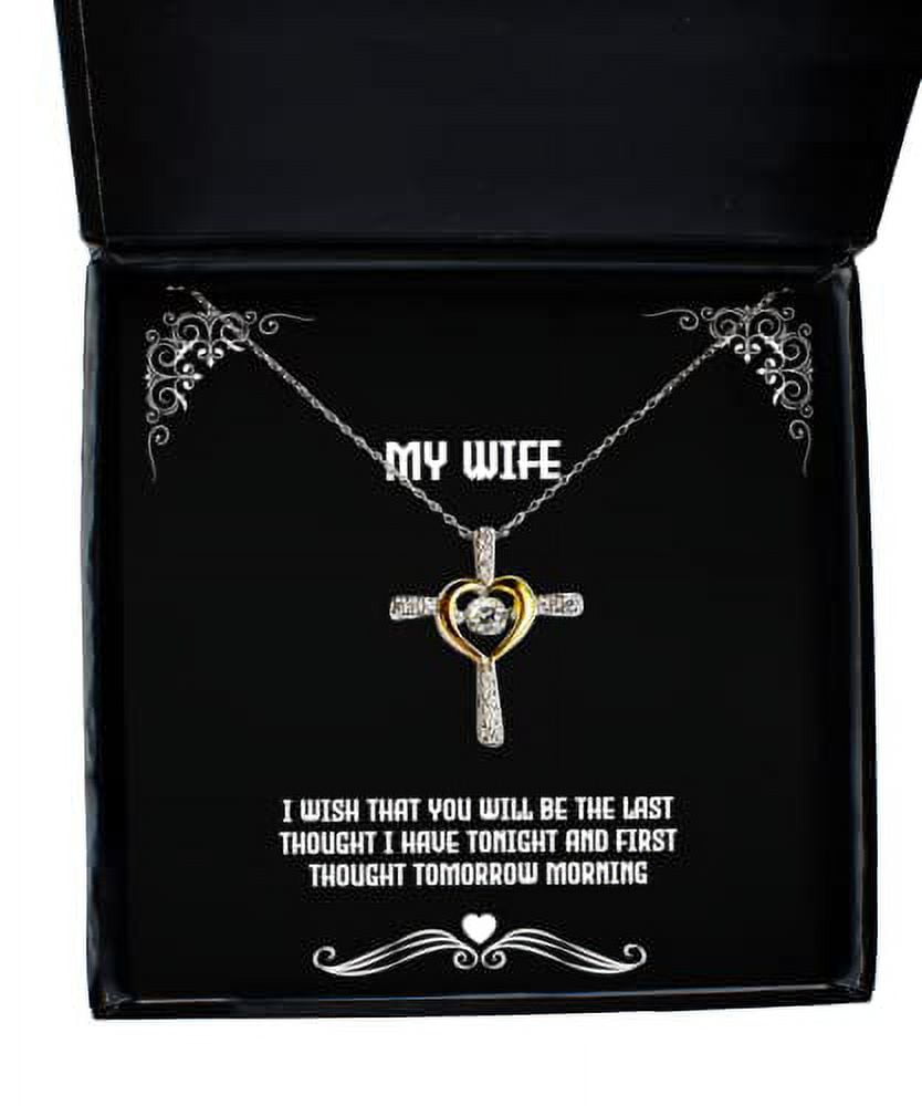 amangny I Wish That You Will be The Last Thought I Have Tonight Cross Dancing Necklace, Wife Present from Husband, Fancy Jewelry for Wife, Gift Ideas for Wife, Wife Gift Guide, Best Gifts for Wife
