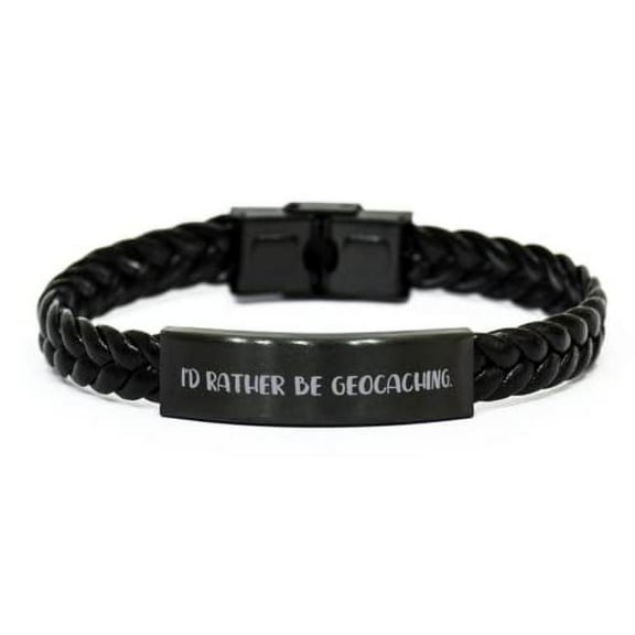 amangny I'd Rather Be Geocaching. Geocaching Braided Leather Bracelet, Fun Geocaching, for Friends