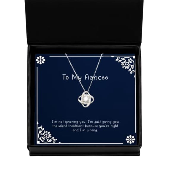 amangny I'm not Ignoring You, I'm just Giving You The Silent. Love Knot Silver Necklace, Fiancee Jewelry, for Fiancee, Hanukkah Gifts, Kwanzaa Gifts, Birthday Gifts, Wedding