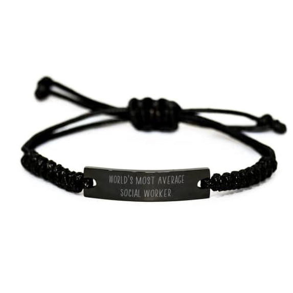 amangny Inappropriate Social Worker, World's Most Average Social Worker, Inspire Holiday Black Rope Bracelet for Coworkers