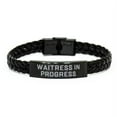 thumbnail image 1 of amangny Inappropriate Waitress Braided Leather Bracelet, Waitress in Progress, Present for Men Women, Special from Colleagues, 1 of 1