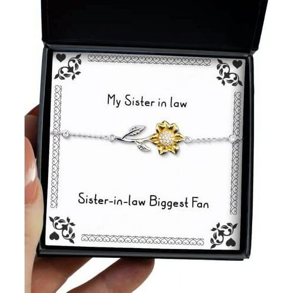 amangny Inspire Sister in Law Gifts, Sister-in-Law Biggest Fan, Sister in Law Sunflower Bracelet from Sister