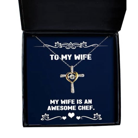 amangny Inspire Wife Cross Dancing Necklace, My Wife is an Awesome Chef, Inspire for, Holiday