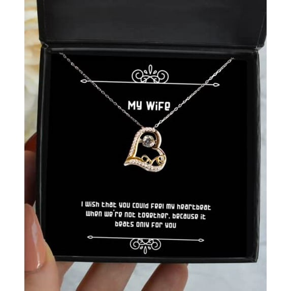 amangny Joke Wife, I Wish That You Could Feel My Heartbeat When We're not Together, Because it Beats, Wife Love Dancing Necklace from Husband