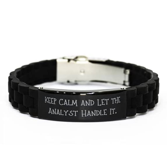 amangny Keep Calm and Let The Analyst Handle It. Black Glidelock Clasp Bracelet,