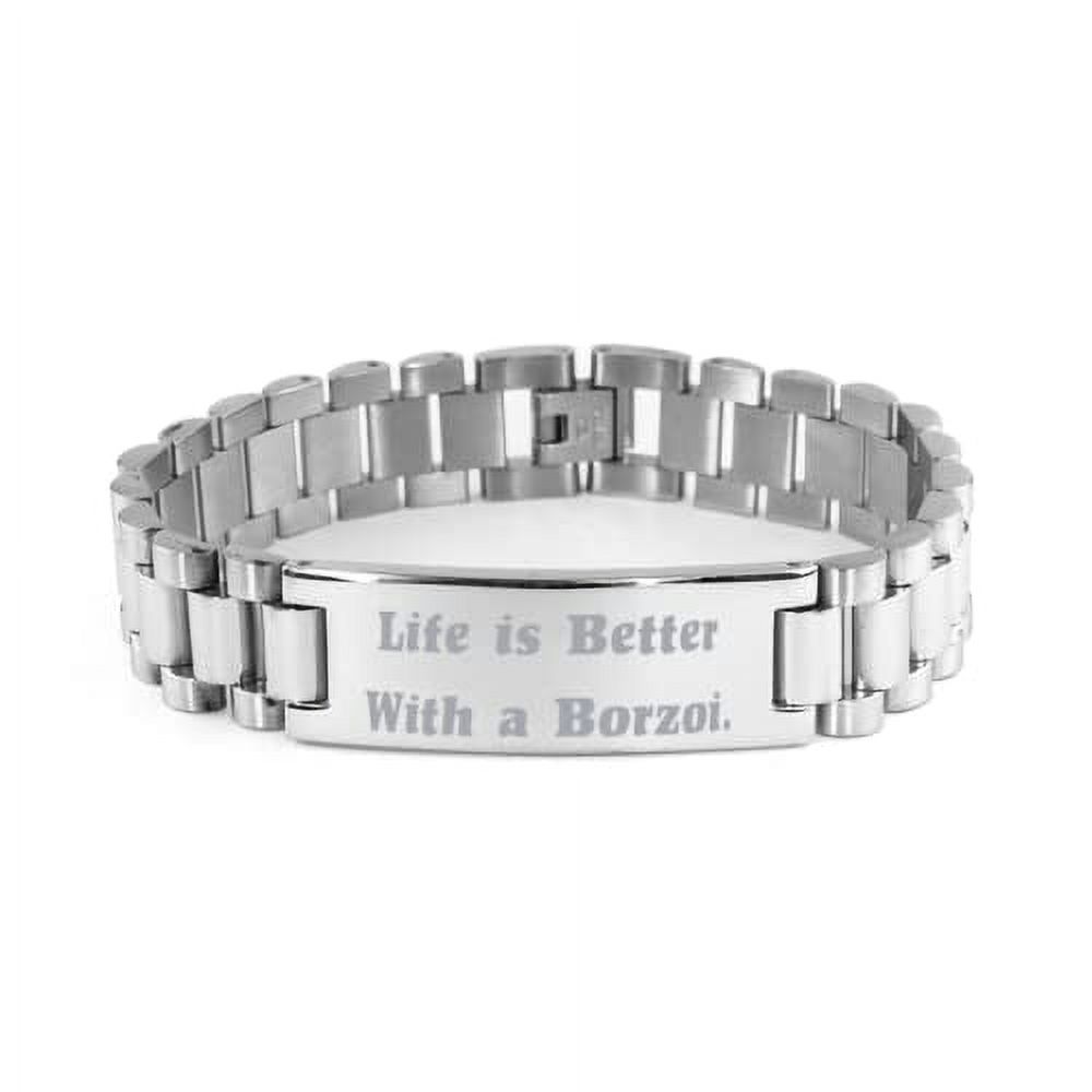 amangny Life is Better with a Borzoi. Ladder Bracelet, Borzoi Dog Present from Friends, Unique Engraved Bracelet for Friends, Holiday Present, Stocking Stuffer, Secret Santa