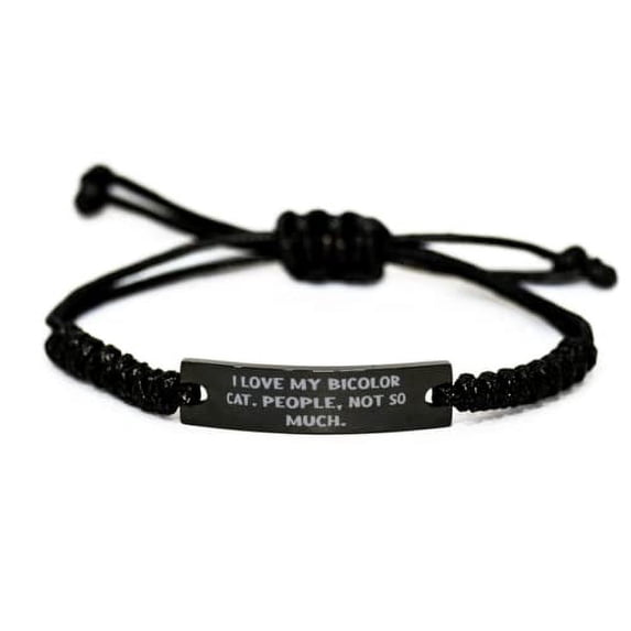 amangny Love Bicolor Cat, I Love My Bicolor Cat. People, Not So Much, Fun Black Rope Bracelet for Friends from Friends
