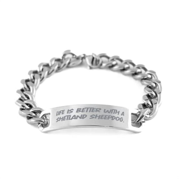 amangny Love Shetland Sheepdog, Life is Better with a Shetland Sheepdog, Holiday Cuban Chain Bracelet for Shetland Sheepdog