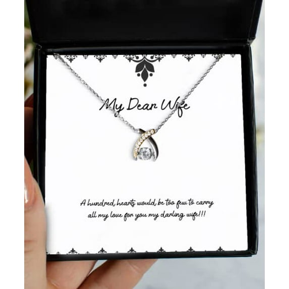 amangny Love Wife, A Hundred Hearts Would be Too Few to Carry All My Love for You My Darling!!!, Wife Wishbone Dancing Necklace from Husband