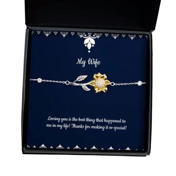 amangny Loving You is The Best Thing That Happened to me in My!! Sunflower Bracelet, Wife Present from Husband, Funny Jewelry for Wife, Wedding Gift for Wife, St for Wife, Gift Ideas for
